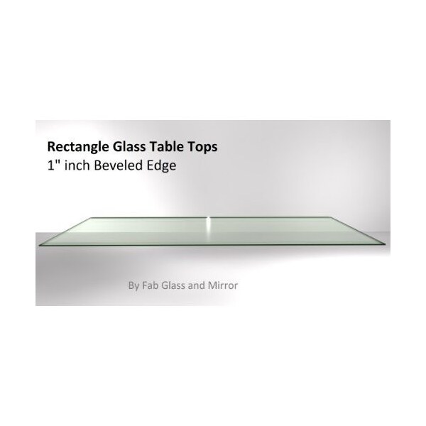 Fab Glass And Mirror Fab Glass & Mirror Rectangle Glass 1/2in Thick Beveled Tempered Radius Corners, 24in L x 48in W 24x48RECT12THBETE-T - main