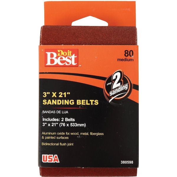 Do It Best 3''x21'' 80 Grit Hvy Dty Sanding Belt, 2PK BELT3X211PK80 - main