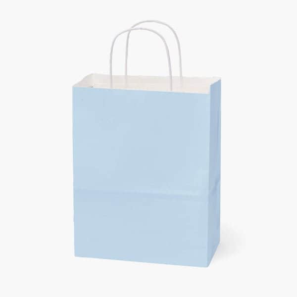 Nashville Wraps Light Blue White Kraft Shopping Bags, Cub 8x4.75x10.25, 250PK LBBCW - main