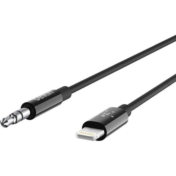 Belkin 3.5 MM AUDIO CABLE WITH LIGHTNING CONNECTOR 3 FEET BLACK AV10172BT03-BLK - main