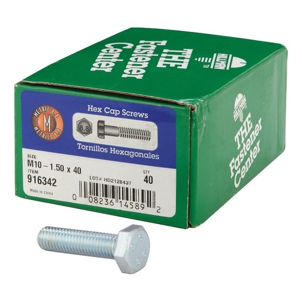 Hillman M10-1.50 mm D X 40 mm L Heat Treated Steel Hex Head Cap Screw, 40PK 916342 - main