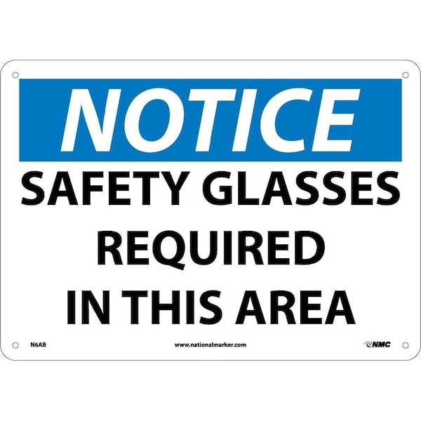 Nmc Notice Safety Glasses Required In This Area Sign N6AB - main