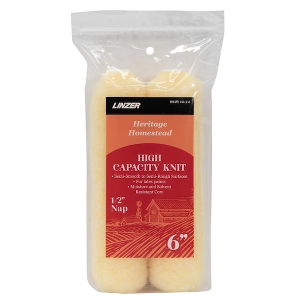 Linzer Roller Cover, 1/2 in Thick Nap, 6 in L, Synthetic Lambskin Cover, Yellow HH MR 144-2 0600 - main