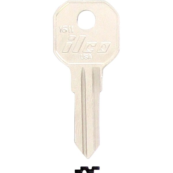 Kaba Ilco Nickel Plated Gas Cap Key, 1611, 10PK AA00019182 - main