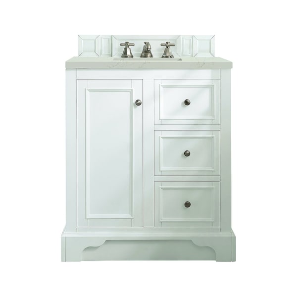 James Martin Vanities De Soto 30" Single Vanity, Bright White, w/ 3 CM Siberian Silestone Top 825-V30-BW-3SFR - main