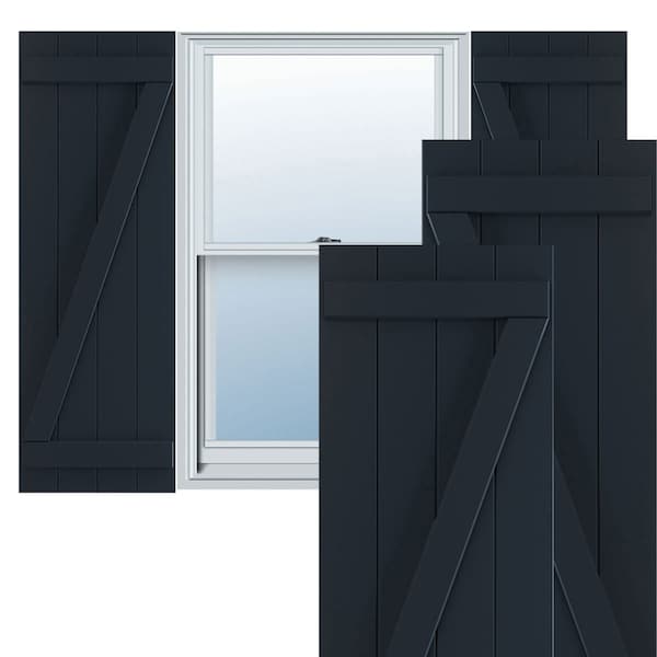 Ekena Millwork True Fit PVC Four Board Joined Board-n-Batten Shutters w/Z-Bar, Starless Night Blue, 21 1/2Wx45H, PR TFP102BBF21X045OB - main