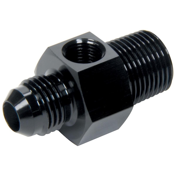 Allstar Performance 6AN Male to 0.375 in. NPT Male 0.125 in. NPT Port Straight Fitting Gauge Adapter - Black Anodize ALL49763 - main
