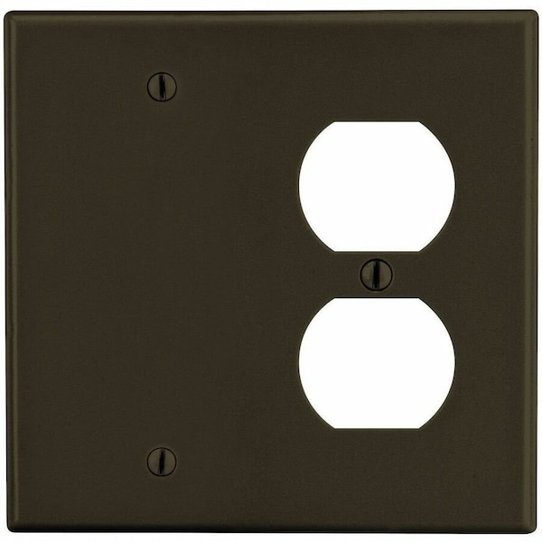 Hubbell Wiring Device-Kellems Wallplate, 2-Gang, 1) Duplex 1) Box Mount Blank, Brown P138 - main