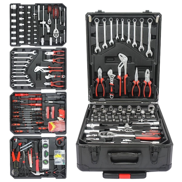 Wrightmaster Black Hand Tool Box with 4 Layers and Wheels - Secure, Portable Tool Storage ZR-W110290122 - main