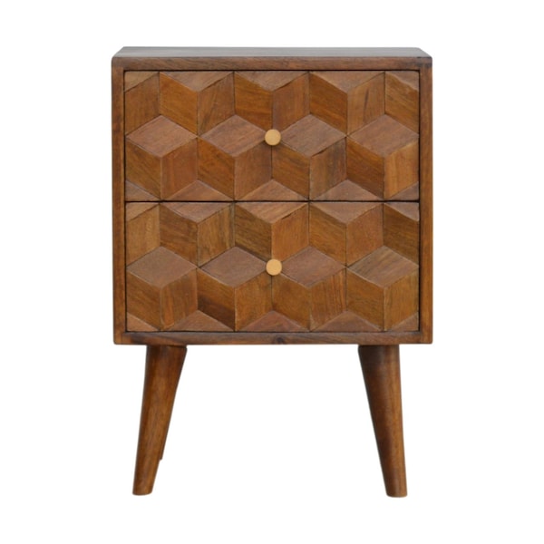 Homeroots 22" Brown Solid Wood Square Two Drawer Nightstand 651510 - main