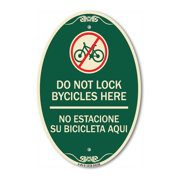 Signmission Do Not Lock Bicycles Here - No Estacione Su B, 12 In X 18 In Architectural, Heavy Gauge Aluminum A-OV-G-1218-24148 - main