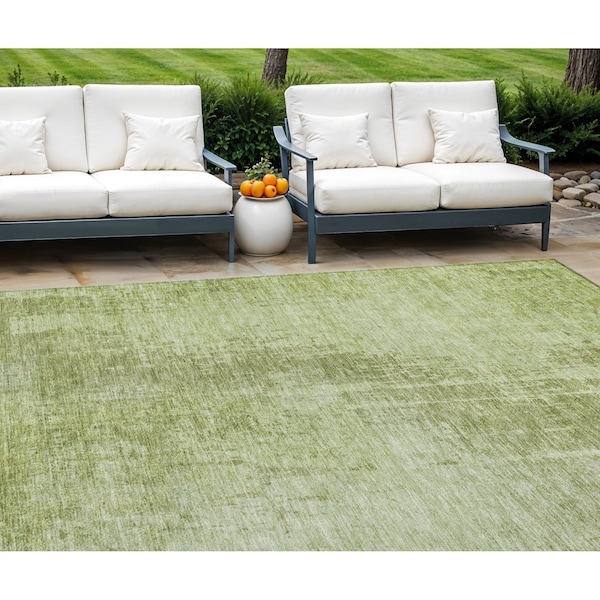 Homeroots 9' X 12' Sage And Green Abstract Washable Indoor Outdoor Area Rug 587300 - main