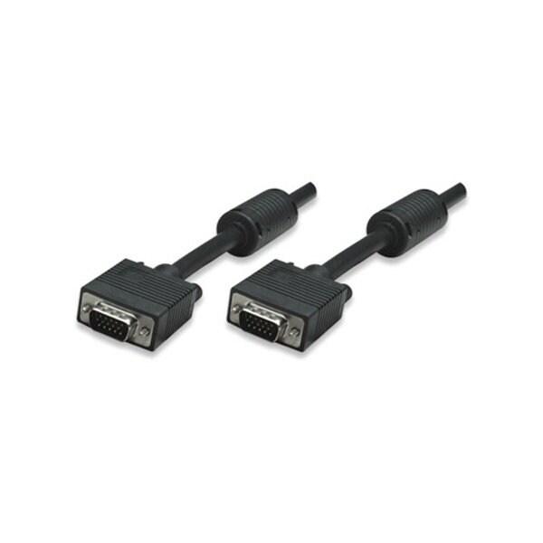 Manhattan SVGA HD15 Male to HD15 Male Monitor Cable with Ferrite Cores, 6', Black 317757 - main