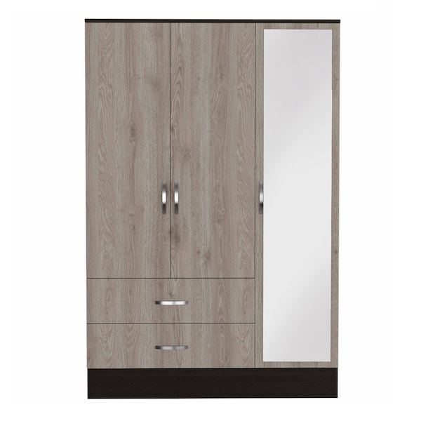 Homeroots 71" Brown and Black Mirrored Two Drawer Combo Dresser 403744 - main