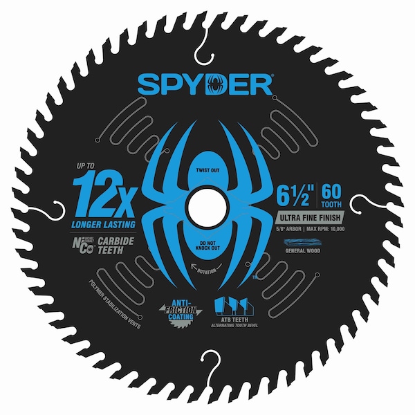 Spyder 6-1/2-Inch 60-Tooth Ultra Fine Finish Saw Blade for Wood 13096 - main