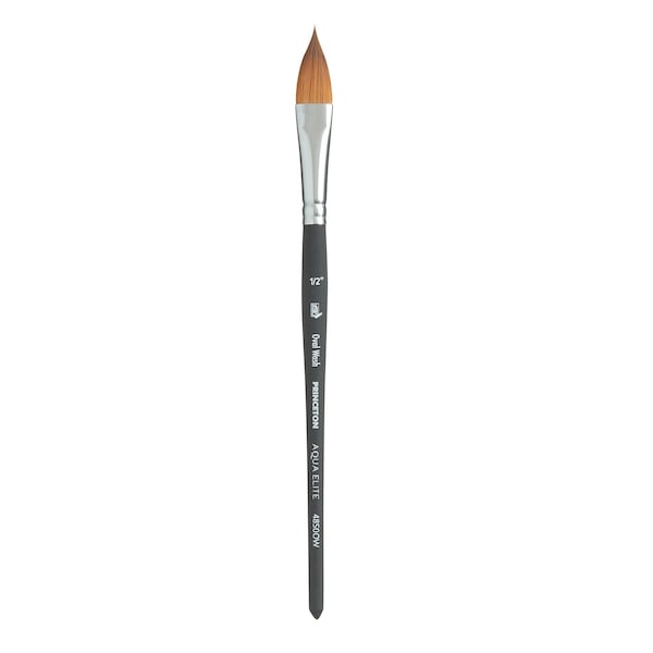 Princeton Aqua Elite Oval Wash Brush, Synthetic Bristles, Short Handle Watercolor Paintbrush, Size 1/2 inch P4850OW050 - main