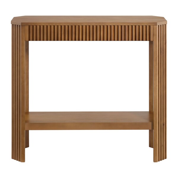 Alaterre Furniture Fluted Solid Wood Console Table 36 in Modern Entryway Table with Storage Shelf AFTBL-028 - main