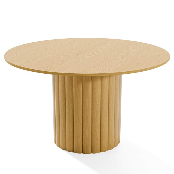 Homeroots 52" Brown Solid Wood Pedestal Base Round Top Dining Table 720986 - main