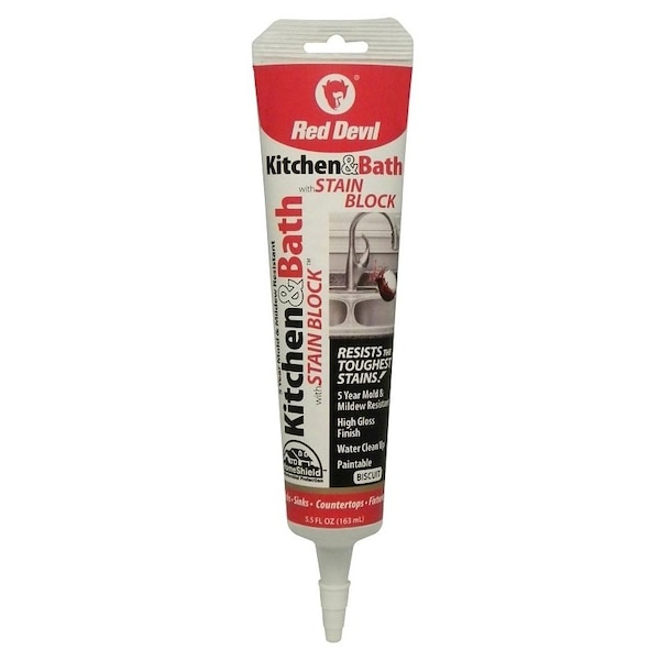 Red Devil STAIN BLOCK 0750 Series 075522 Kitchen and Bath Caulk, Biscuit, 72 hr Curing, 40 to 90 deg F 0755/22 - main