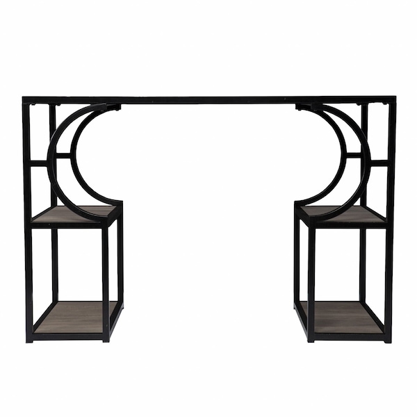 Homeroots Wood and Iron Writing Desk with Storage 402074 - main