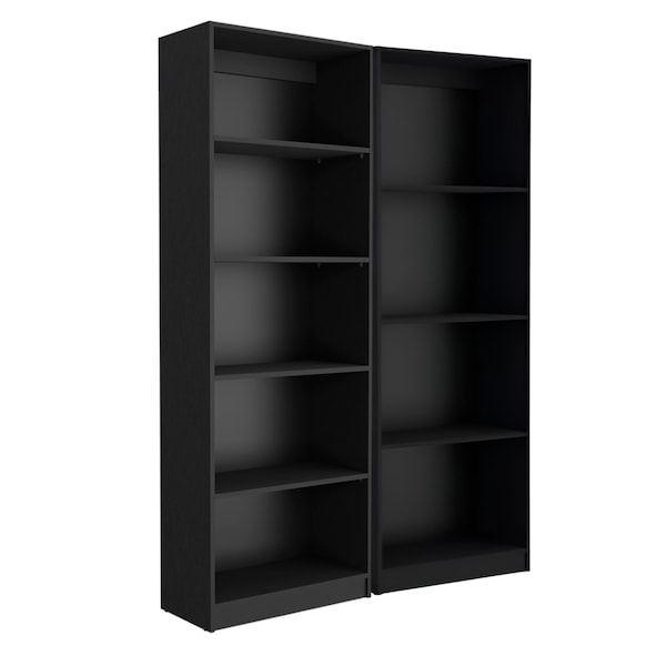 Homeroots Set of Two Black Wood Multi Tier Bookcases 546334 - main