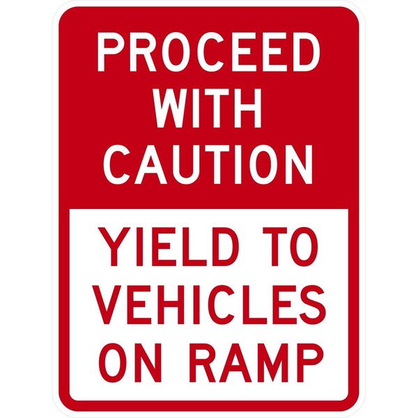 Lyle Proceed With Caution Yield To Vehicles On Ramp, 18x24, High Intensity Prismatic, White G-10589-HI_18x24 - main