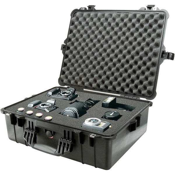Pelican Products Pelican 1600 Watertight Large Case With Foam 24-3/8" x 19-3/8" x 8-13/16", Black 1600-000-110 - main