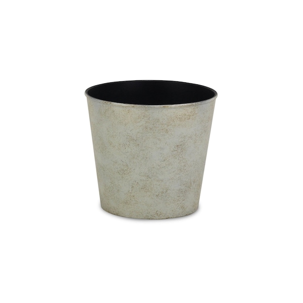 Homeroots 7in Silver Recycled Plastic Indoor Outdoor Round Pot Planter 488223 - main