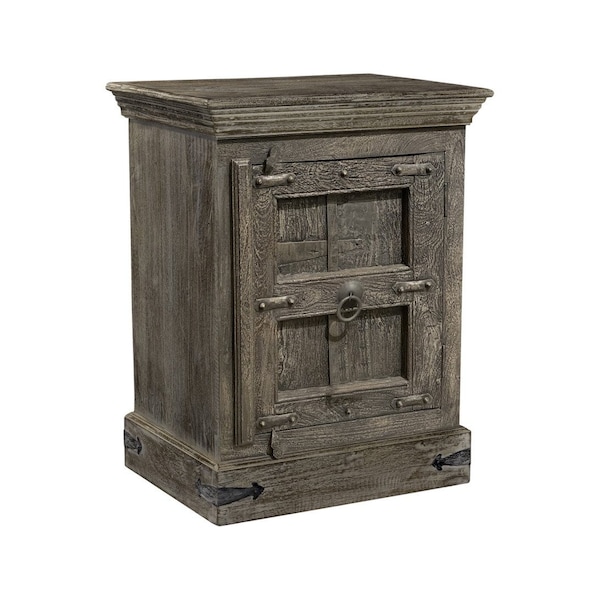 Homeroots 36" Brown Solid Wood Distressed Nightstand 521212 - main