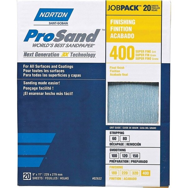 Norton Co Sandpaper Al Oxd 400Grt 9X11In 02632 - main