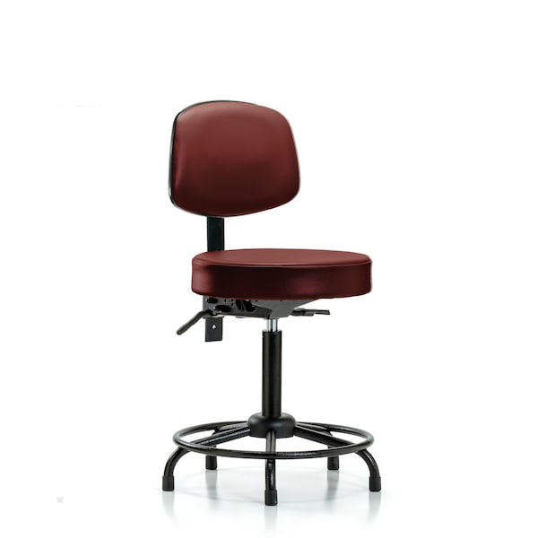 Blue Ridge Ergonomics Vinyl Stool, Back, Med Bench, Round Tube Base, Tilt, Glides, Taupe BR-VMBST-RT-T1-RG-8815 - main