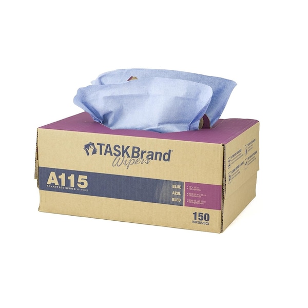 Hospeco Taskbrand Advantage Series Cleaning Cloths -12x16.75 - Blue - Case of 150, 150PK N-A115ITB - main