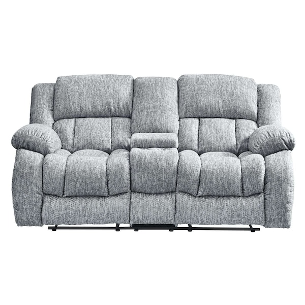 Homeroots 77" Light Gray Manual Reclining Loveseat With Storage 561562 - main