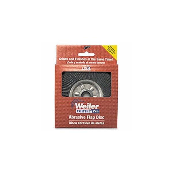 Weiler Vortec Pro Coated Flap Disc, 4-1/2 in dia, 60 grit, 5/8 in - 11 arbor, 13000 RPM, 6PK 804-30829 - main