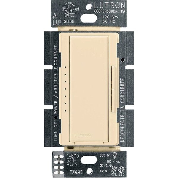 Lutron Lighting Dimmer, Incand, Rocker, Ivory, 120V MACL-153M-IV - main