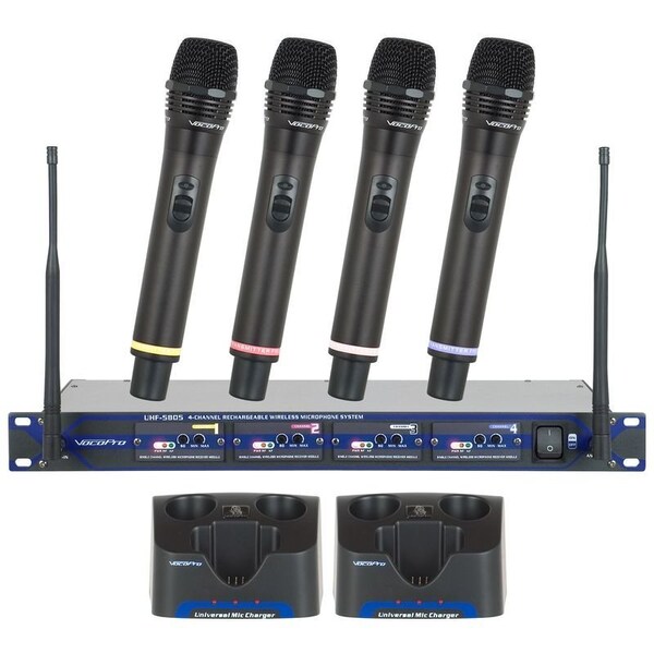 Vocopro Professional Rechargeable 4-Channel UHF Wireless Microphone System UHF-5805-10PLUS - main