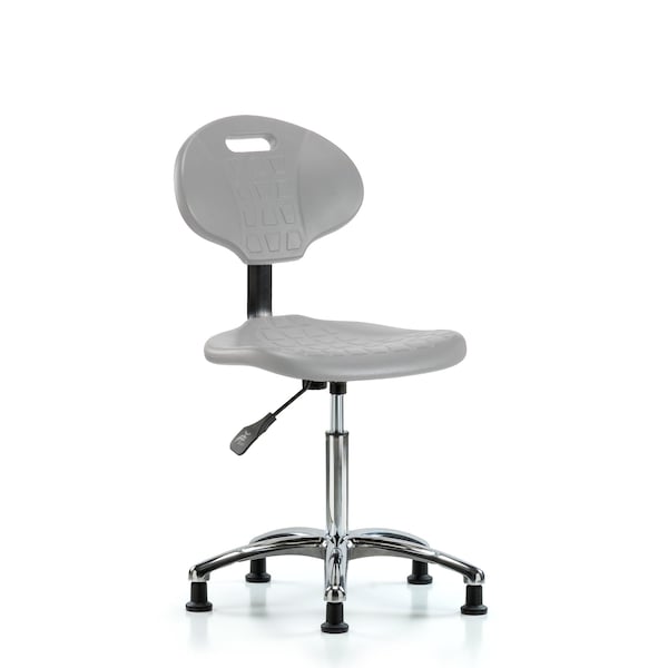 Blue Ridge Ergonomics Erie Polyurethane Chair Chrome - Medium Bench Height with Stationary Glides in Gray Polyurethane TPMBCH-CR-A0-NF-RG-GRY - main