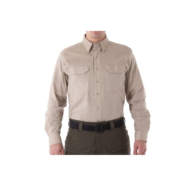 First Tactical Long Sleeve Shirt, 35% Cotton, 65% Polyester, Button, 4 Pocket(s), Khaki, M 111006 - main