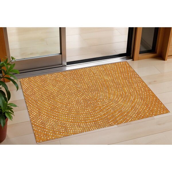 Homeroots 3' X 5' Orange Gray And Ivory Polka Dot Washable Indoor Outdoor Area Rug 599064 - main
