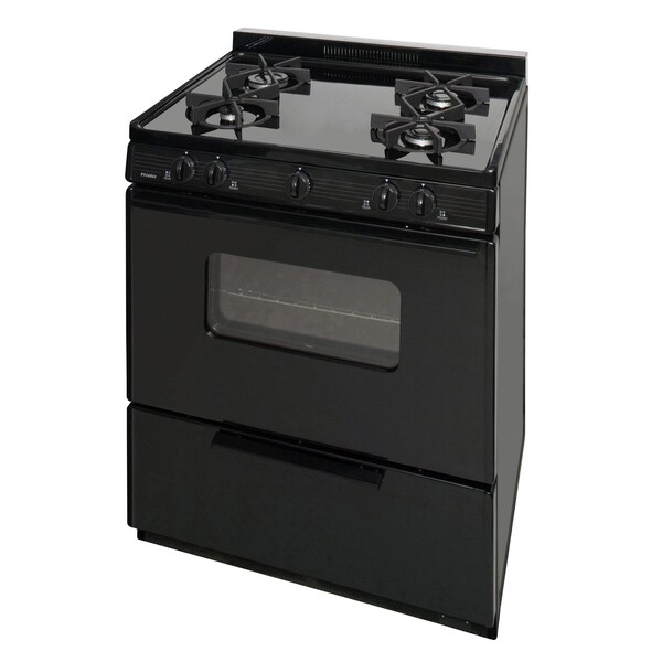 Premier Gas Range, Battery Ignition, 4 Sealed Burners, 30 inW x 37.5 inH x 26 inD, 3.91 cu. ft. Oven, Black 805749 - main