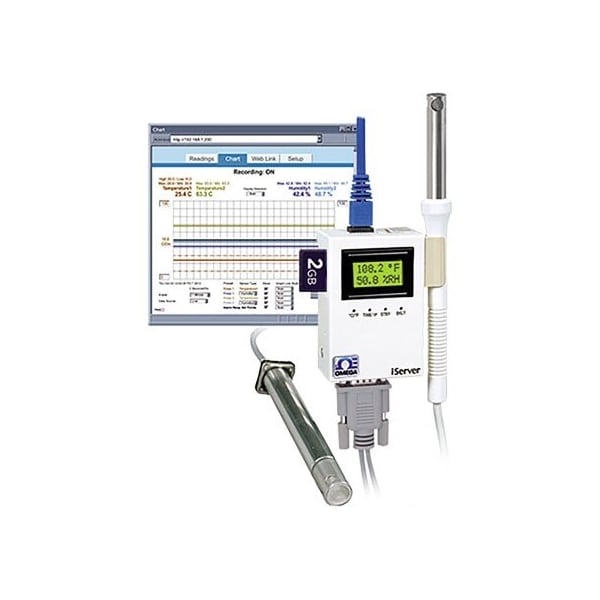 Omega Chart Recorder: 0%to 2.75% Relative Humidity Measured, 1°F to 45°C, 0°C to 60°C, Included, NIST ITHX-SD - main
