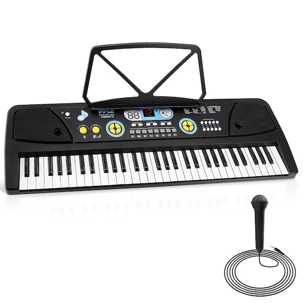 Pyle PyleElectric Keyboard 61 Keys - Portable Digital Musical, 10 Rhythms, 16 Tones, Wired Microphone PKBRD6112 - main