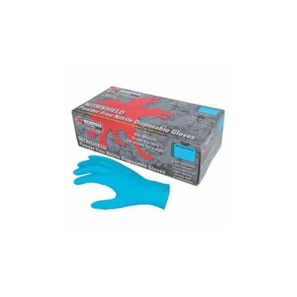 Mcr Safety Nitrile Disposable Gloves, NitriShield, Rolled Cuff, Unlined, Medium, Blue, 4 mil Thick, 100PK 127-6015M - main