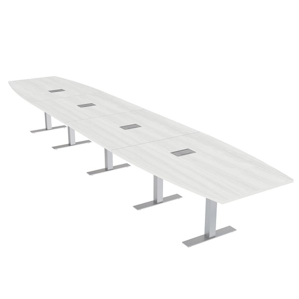 Skutchi Designs 18ft Boat Conference Table With Power | Harmony Series | 18 Person Meeting Room Table HAR-BOT-48X216-T-WA7976-ESIL - main