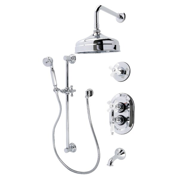 Kingston Brass Thermostatic Tub and Shower System, Polished Chrome KSK36310PX - main
