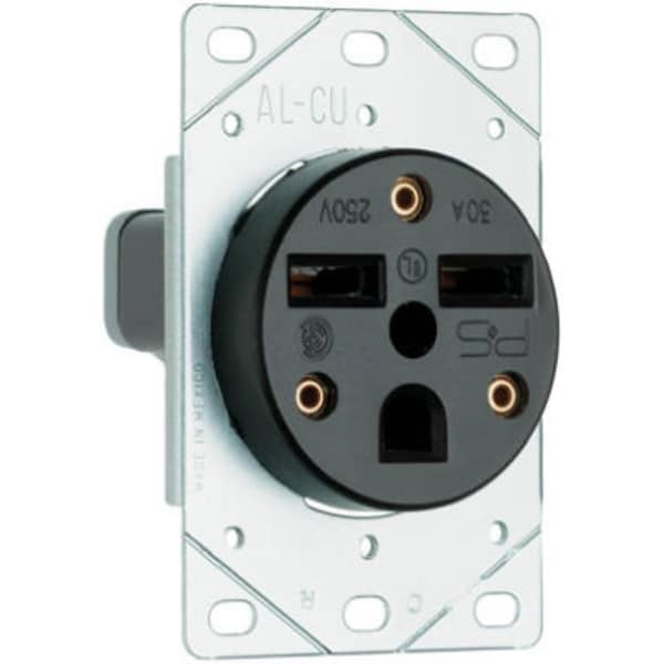 Legrand Straight Blade Receptacle, 6-30R, 30 A, 250V AC, 2 Pole, 3 Wire, Flush Mount, Grounded 3801CC6 - main