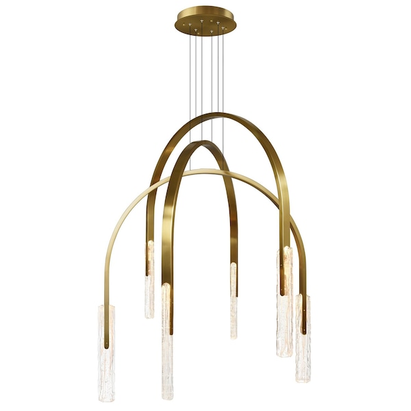 Cwi Lighting Curva Integrated LED 38in Brass Chandelier with Handcrafted Glass 1725P38-6-624 - main