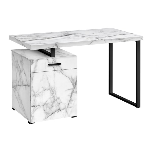 Homeroots 47" White and Black Wood and Metal Sled Computer Desk 489908 - main