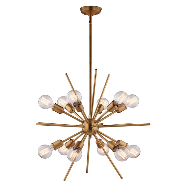 Vaxcel Estelle 12-Light 27.5 in W Brass Gold Mid-Century Modern Sputnik Pendant Ceiling Fixture P0228R - main