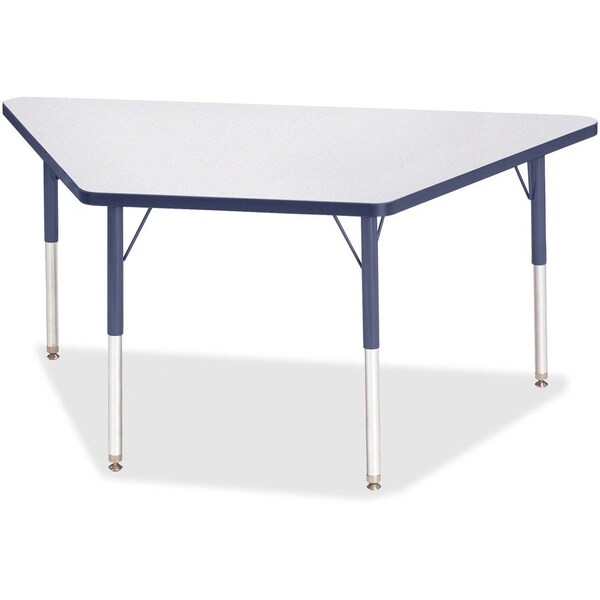 Jonti-Craft Berries Trapezoid Activity Tables, 30 in. x 60 in., A-height, Freckled Gray/Navy/Gray 6443JCA112 - main